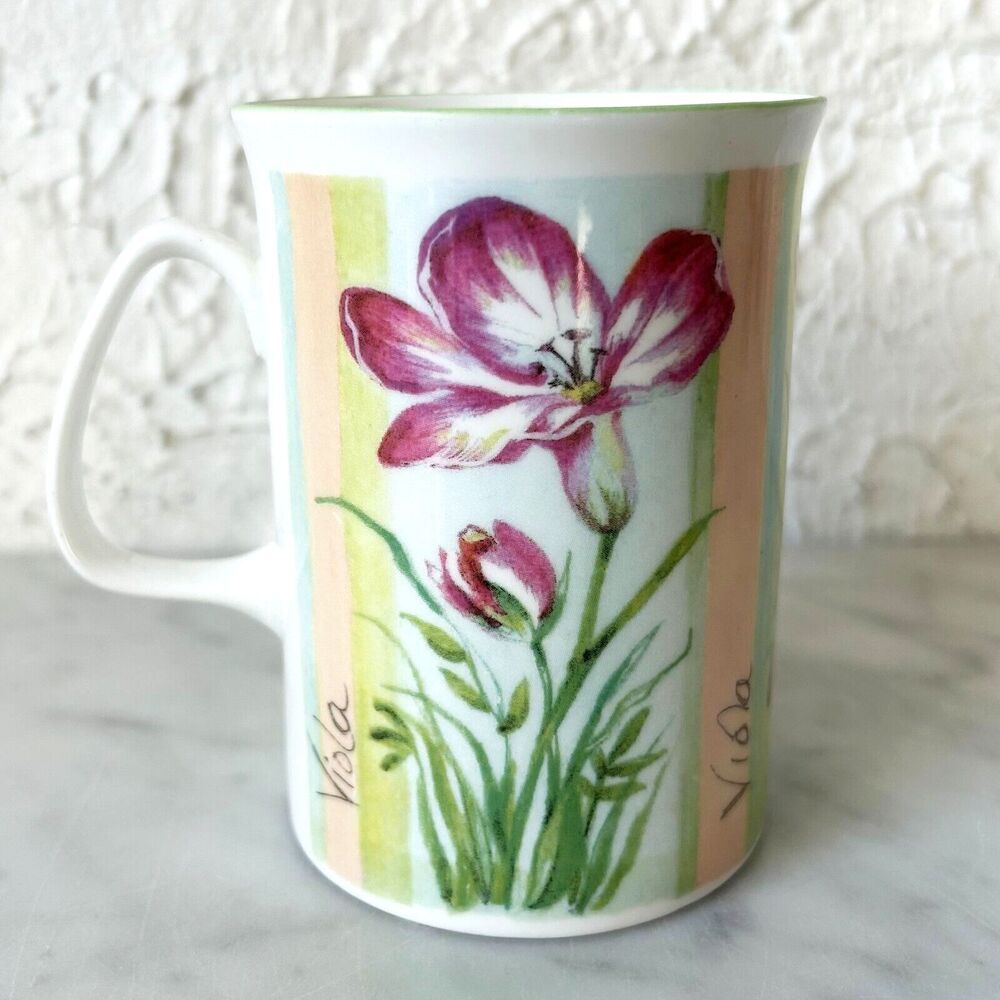 Pink Viola Mug by Rose of England Fine Bone China Floral Coffee Tea Cup